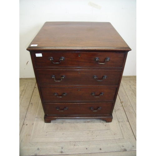327 - Mahogany deep chest of small proportions with fall front above two drawers on raised bracket feet (6... 