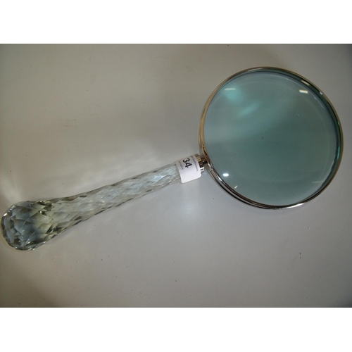34 - Extremely large magnifying glass with glass handle (overall length 37cm)