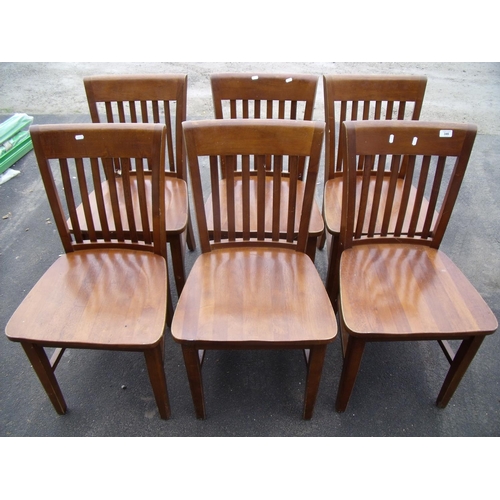 346 - Set of six hardwood café style chairs with solid seats