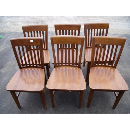 347 - Set of six hardwood café style chairs with solid seats