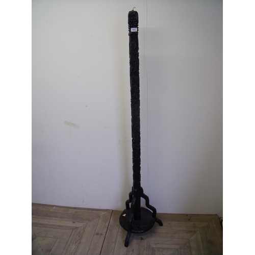 401 - Mid 20th C oriental carved wood standard lamp stand