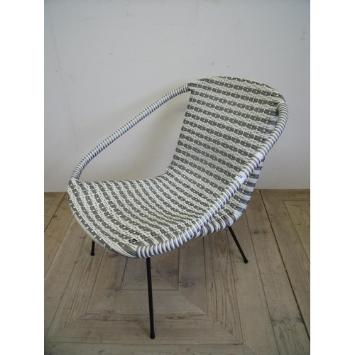 408 - Mid 20th C retro woven chair with metal legs