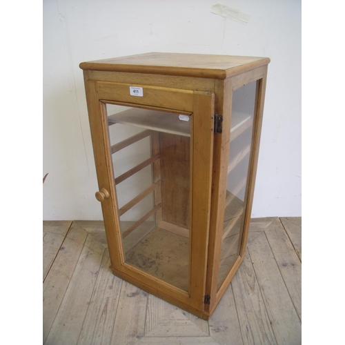 411 - Edwardian pine and glass display cabinet (height 76cm)