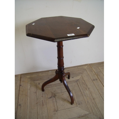 412 - 19th C wine table with turned mahogany tripod base