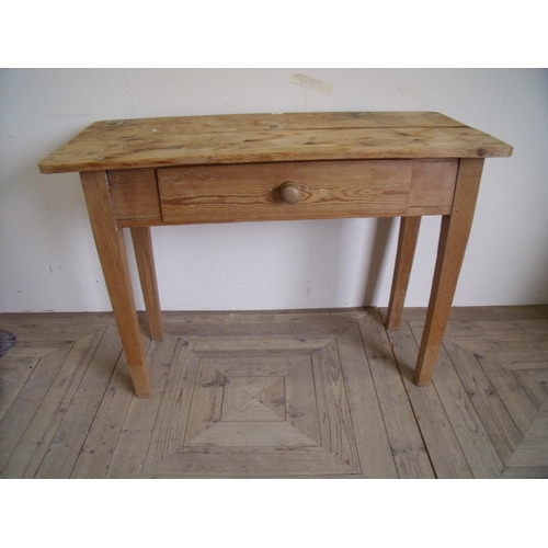 441 - Victorian pine and oak side table with single drawer