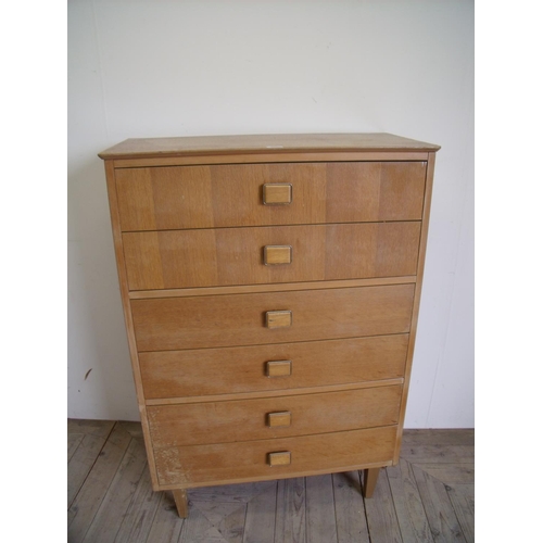 442 - Mid 20th C oak finished chest of six drawers