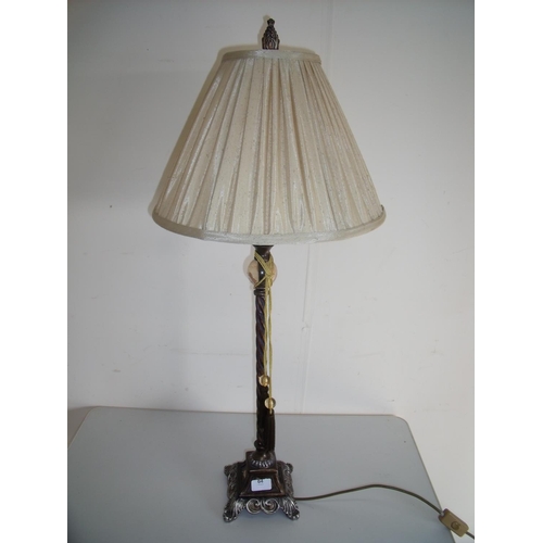 64 - Decorative barley twist cast metal table lamp with shade
