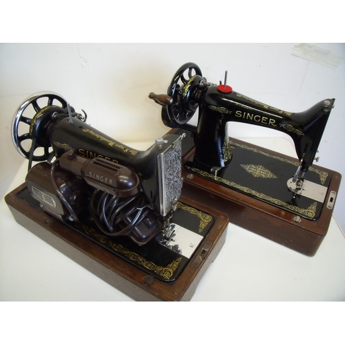 66 - Two vintage cased sewing machines