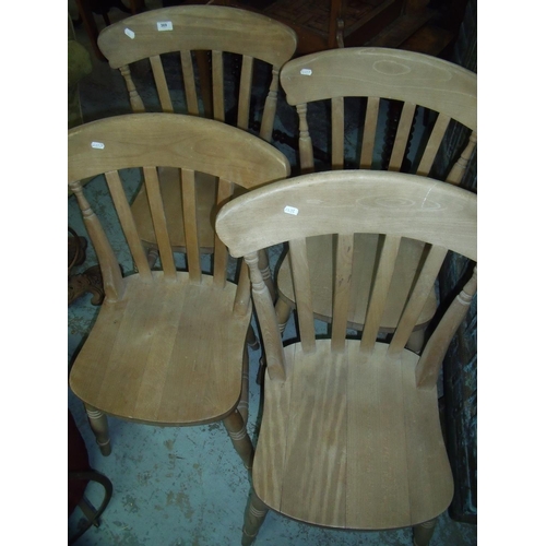 369 - Set of four beech farmhouse style kitchen chairs