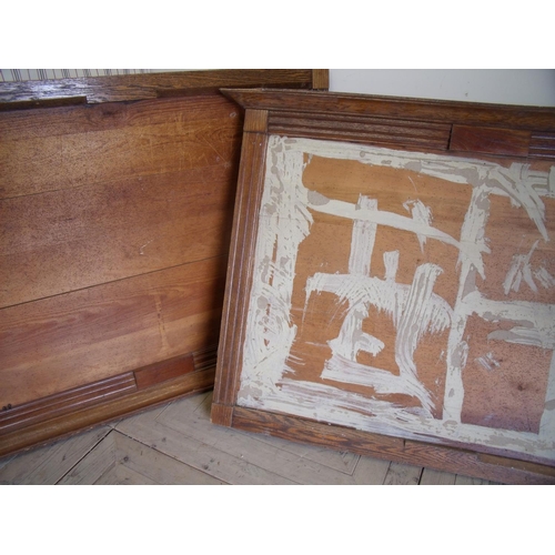 562 - Pair of Edwardian oak rectangular notice boards (168cm x 112cm)