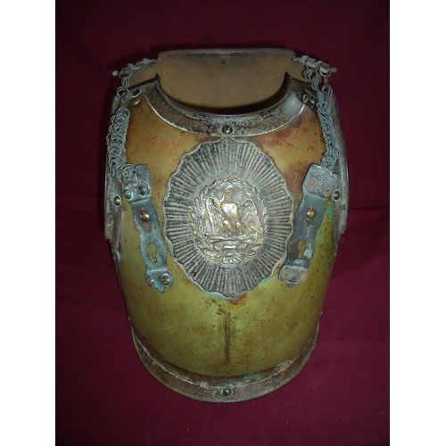 121 - Scarce and rare French Napoleonic Cavalry breast & back plate with brass covered breast plate with l... 