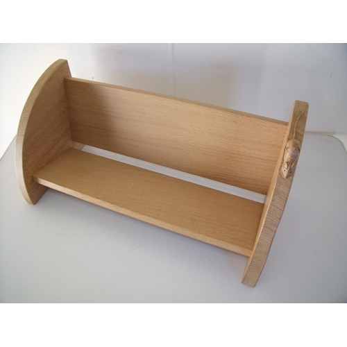 125 - Oak Robert Thompson 'Mouseman' light oak book trough (width 45.5cm)