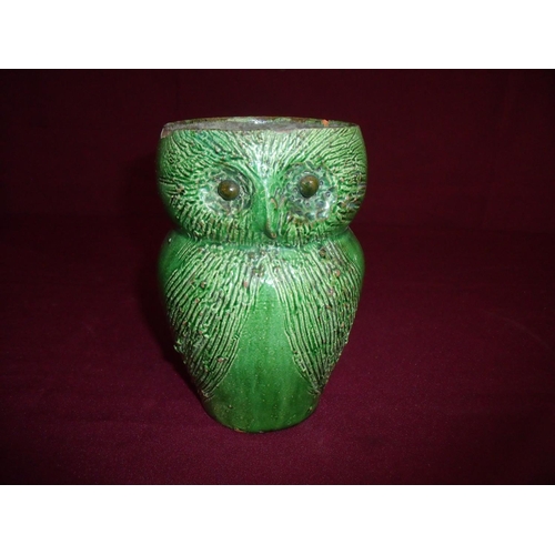 24 - Unusual 19th/20th C Studio ware pottery jug in the form of a owl (16cm high)