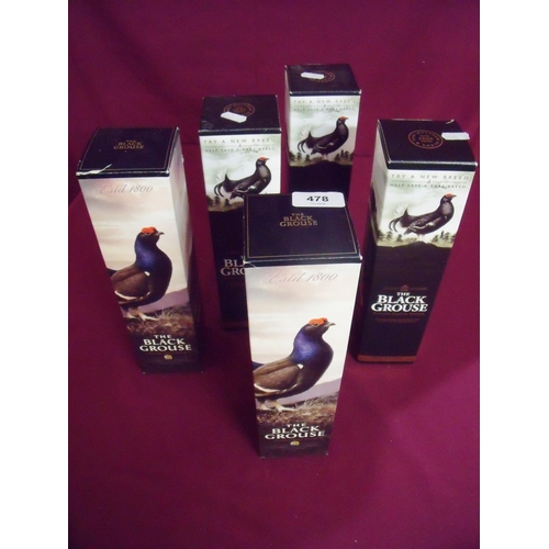 478 - Five boxed bottles of 70cl Black Grouse Blended Scotch Whisky (5)