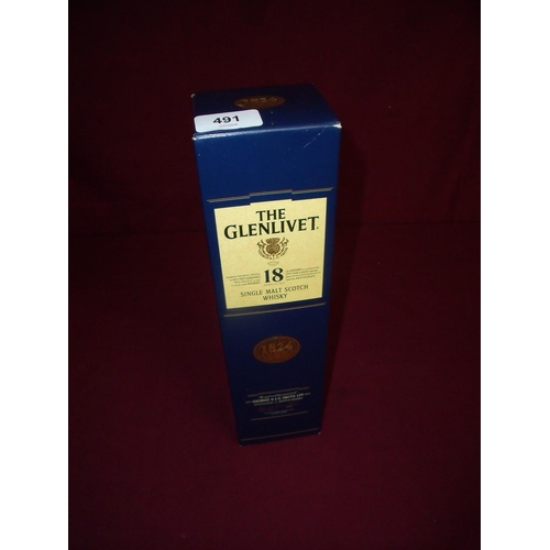 491 - Boxed Glenlivet 18 Year Aged Single Malt Scotch Whisky