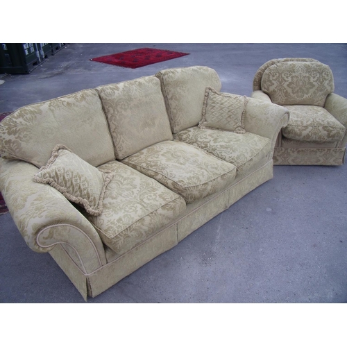 387 - Large three seat sofa and matching armchair