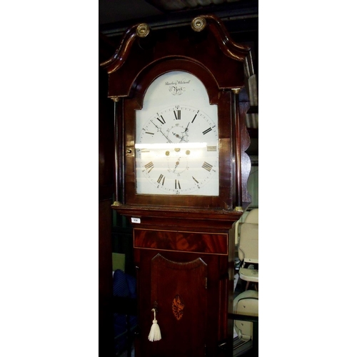 299 - Mahogany oak cased Barber & Whitwell of York 8 day long case clock with painted face and secondary d... 