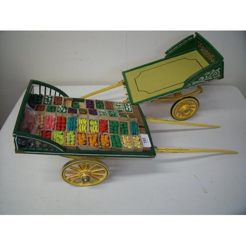 8 - Two large handmade wooden carts one with the name A M Medcalfes Fruit & Veg Pickering and the other ... 