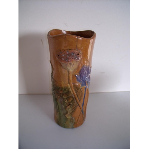 314 - Unmarked Linthorpe Christopher Dresser Design pottery vase (A/F) (illustrated in Christopher Dresser... 