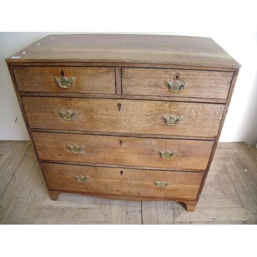 378 - 19th C oak chest of two short above three long drawers (100cm x 50cm x 99cm)