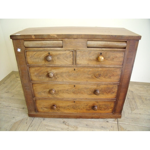 379 - Victorian mahogany chest with two frieze drawers above two short and three long drawers (130cm x 46c... 