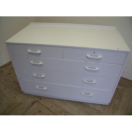 388 - White painted chest of two short above three long drawers (102cm x 52cm x 72cm)