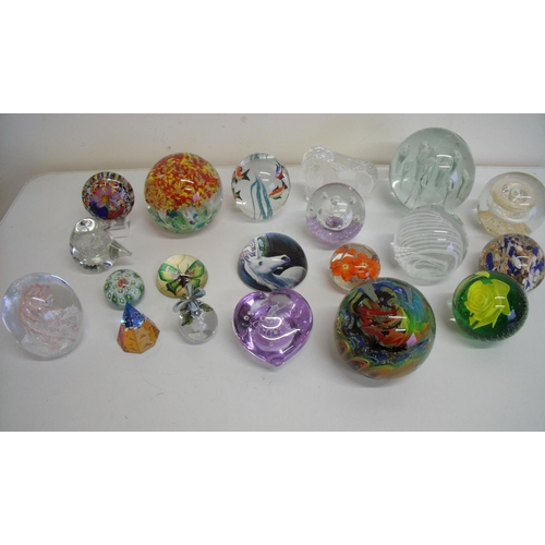 43 - Large selection of various assorted glass paperweights in one box