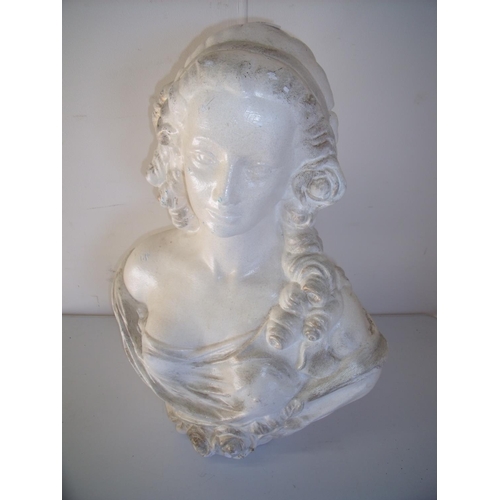 40 - Large Mother Teresa style white painted plaster work bust (54cm high)