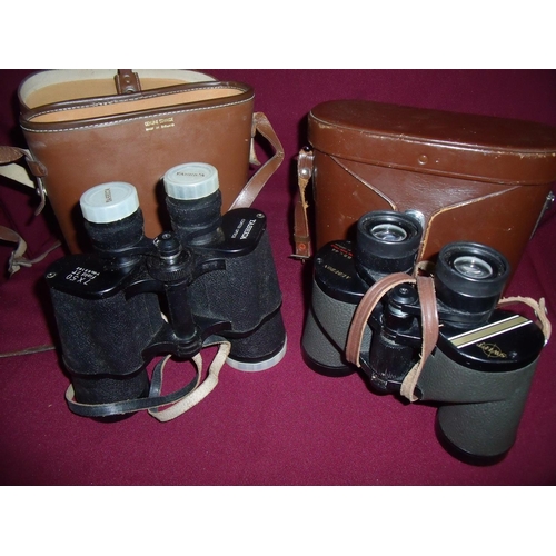 24 - Tan leather cased pair of Yashica 7x50 Field 7.1 binoculars and a leather cased set of Swift Audubon... 