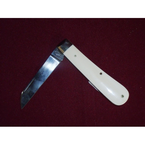 47 - Sheffield made pocket knife with 3 inch folding bade and ivory grips