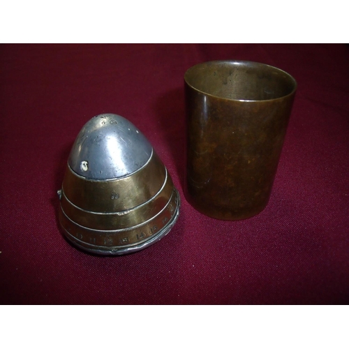 6 - British No 80 IIII A-V.S.M RL1-37 fuse nose cone and a shell casing converted to a pot (2)