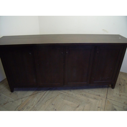 378 - Large modern mahogany sideboard enclosed by four panelled doors (210cm x 50cm x 91cm)