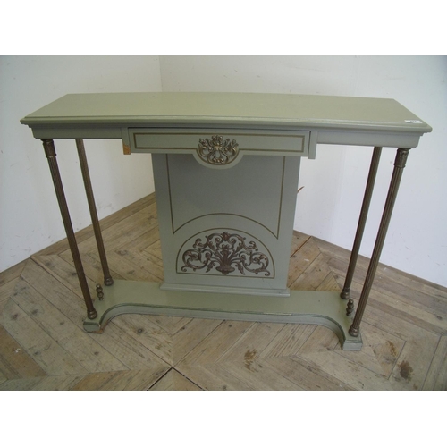 380 - Reproduction Regency style two tier hall table on gilt metal supports with single frieze drawer (wid... 