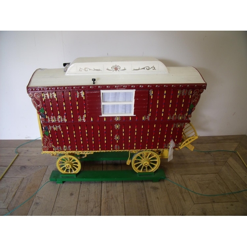 518 - Very large handmade wooden model of a Gypsy style musical caravan (height approx 54cm)