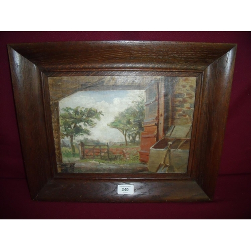 38 - 20th C oil on board of a rural landscape (30cm x 22cm) by Edith Whitlow, indistinctly signed and dat... 