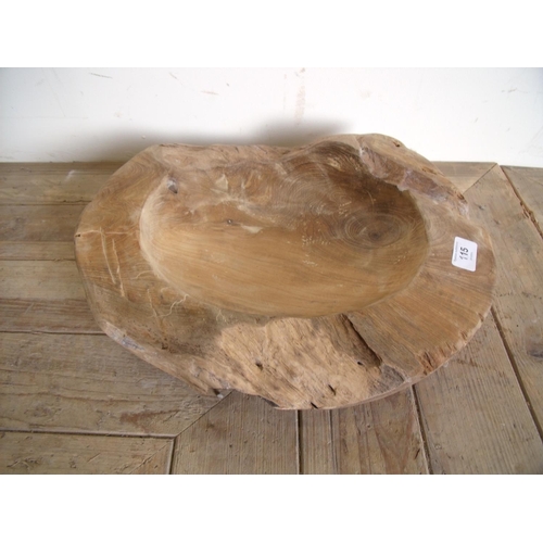 115 - Rustic hollowed out elm fruit type bowl (diameter approx. 38cm)