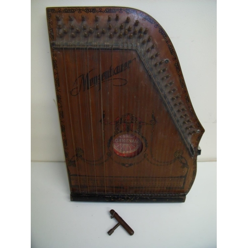 32 - Victorian Menzennauers Guitar-Zither Original 2 1/2 Berlin, with tuning key
