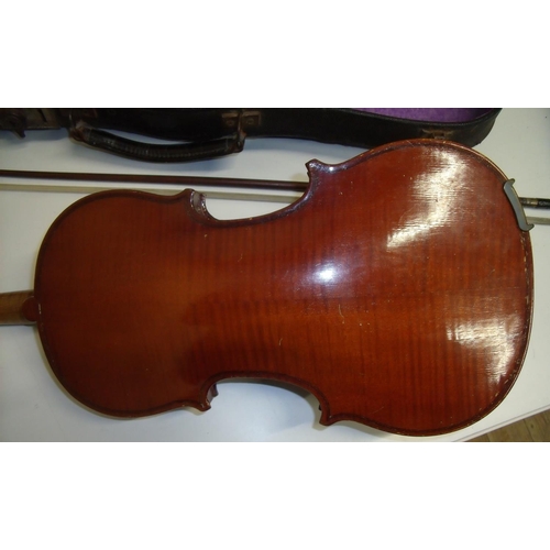 33 - Cased violin with internal paper label for Piena Student Violin Model Stradivarius Made in Czechoslo... 