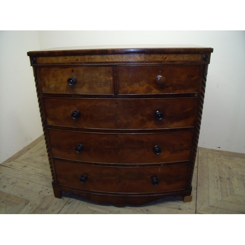 367 - Victorian mahogany bow front chest with single concealed frieze drawer above two short and three lon... 