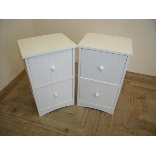 376 - Pair of white laminate two drawer bedside type chests (34cm x 28cm x 56cm)