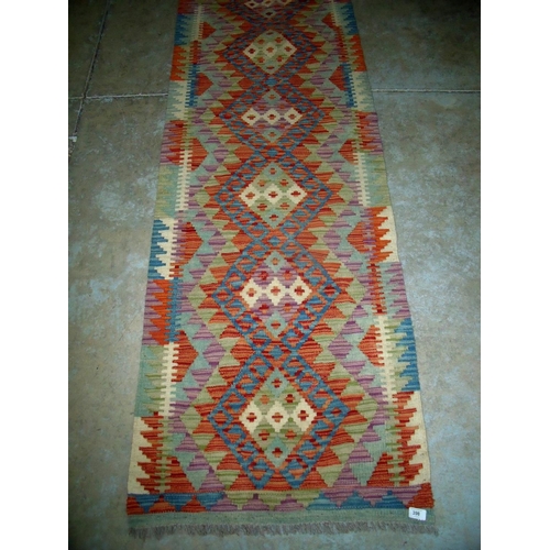 398 - Vegetable dye wool Chobi Kelim runner rug (195cm x 68cm)