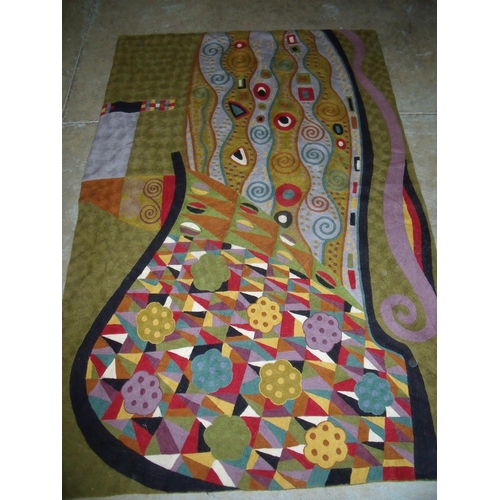 400 - Unusual pattern Kashmiri wool Chain hand stitched rug (180cm x 118cm)