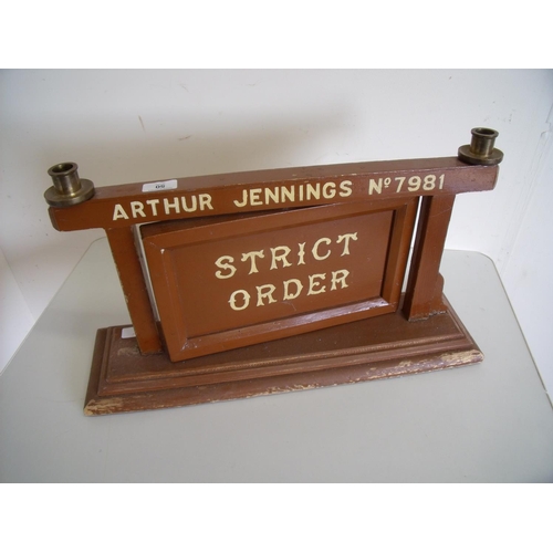 50 - Painted Liberty Hall Lodge strict order board with two candle sconces (width 57cm)