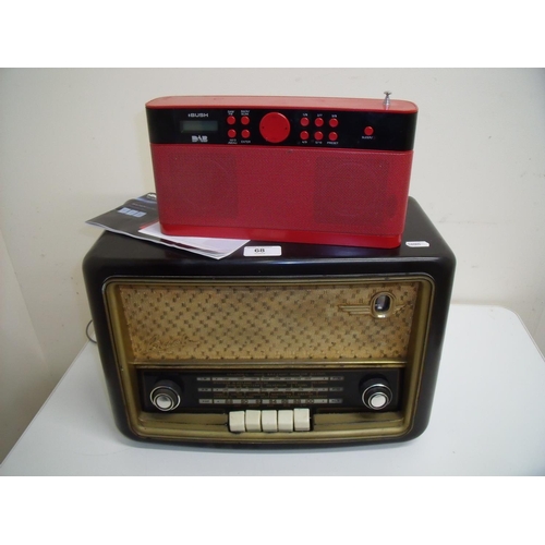 68 - Mid 20th C Bush Type VHF61 Radio Receiver with Bakelite case and a Bush digital radio