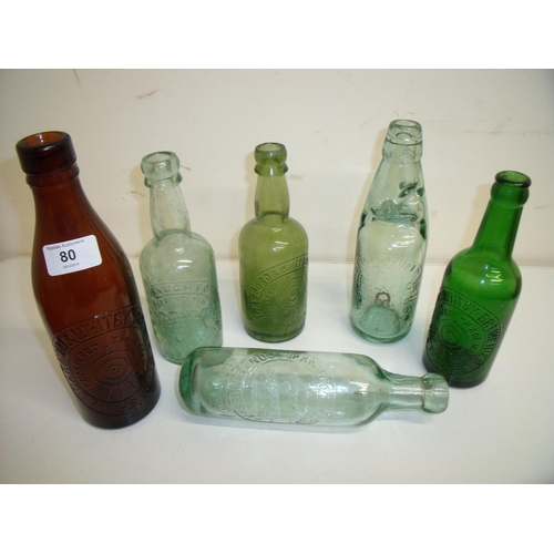 80 - Three Scarborough & Whitby Brewery bottles and three other Scarborough vintage bottles