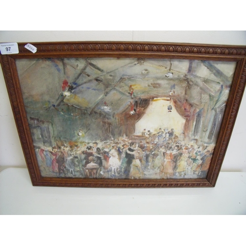 97 - Framed watercolour by Rowland H. Hill signed lower left, depicting Picton Hall Hinderwell Hunt Ball,... 