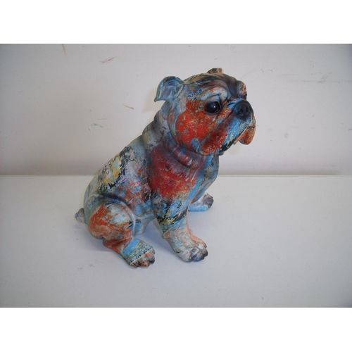 106 - Artistic style composite figure of a seated bulldog in multi-coloured detail (22cm high)