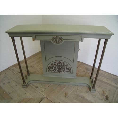 330 - Reproduction Regency style two tier hall table on gilt metal supports with single frieze drawer (wid... 