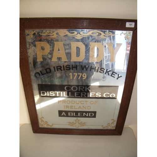 54 - Oak framed Paddy Old Irish Whiskey advertising mirror (60cm x 71cm)