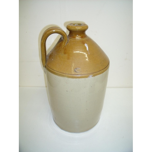 4 - Large stoneware flagon with loop handle and impressed mark for Skey 21 Tamworth (40cm high)